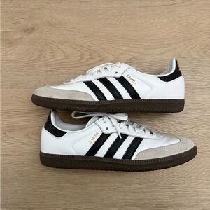 Adidas Samba White Black Brown Sneakers size 6 RUNS LARGE